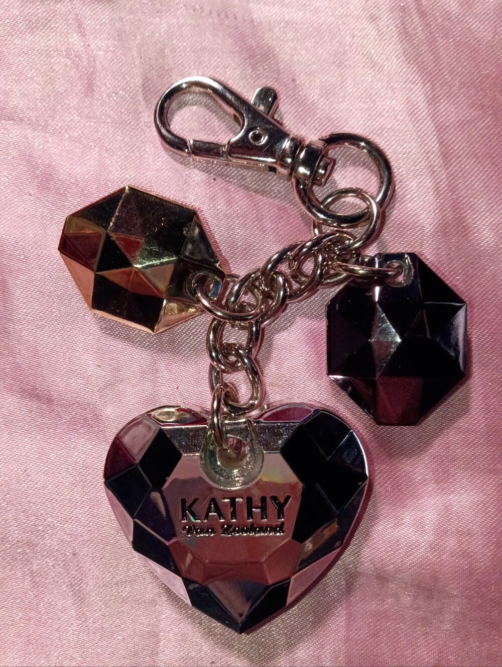 Kathy Van Zeeland Silver Heart Charm Keychain - Pink Reflections